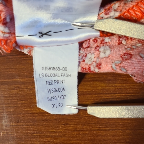 Old Navy Orange Red Floral Sundress with Bishop Sleeves Size Medium - Picture 11 of 11